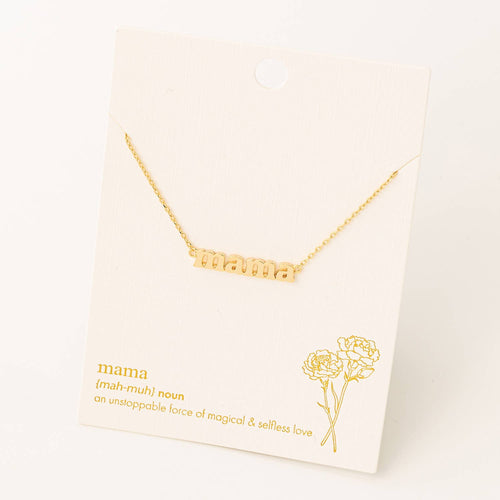 Mama Print Charm Necklace (Gold)