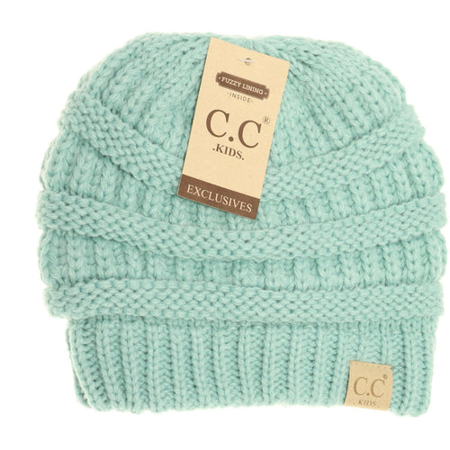 Kids Solid Fuzzy Lined CC Beanie (Mint)