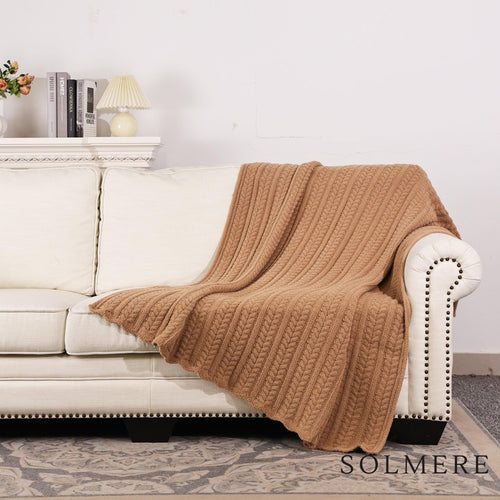 Luxe Microfiber Blanket (Khaki Cable Knit)