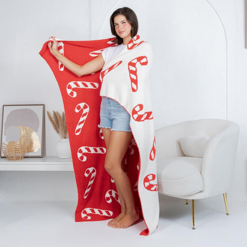 Luxe Microfiber Blanket (Candy Canes)