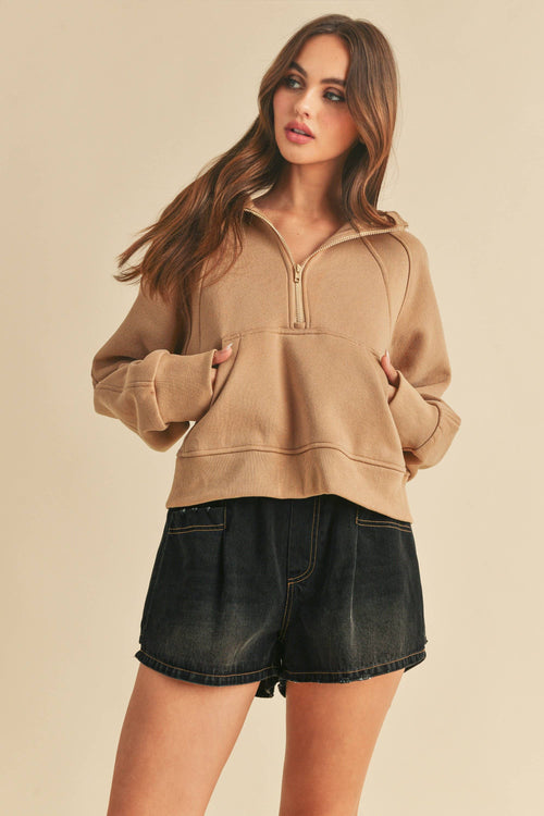 Drea HalfZip Hoodie (Latte)