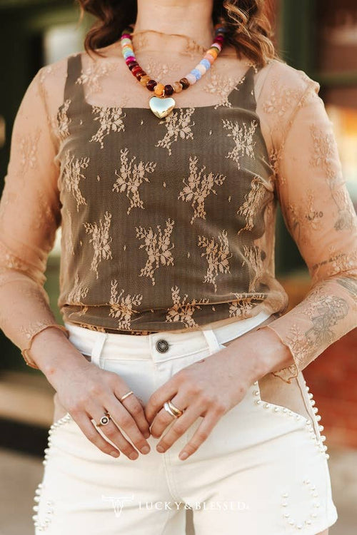Lexi Lace Top (Tan)
