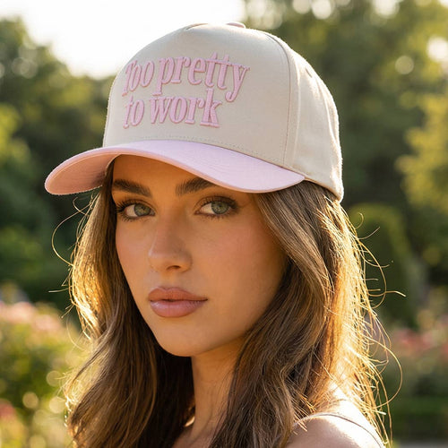 Too Pretty To Work Trucker Hat (Light Pink)