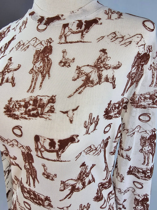 Wild & Western Mesh Top (Cream)