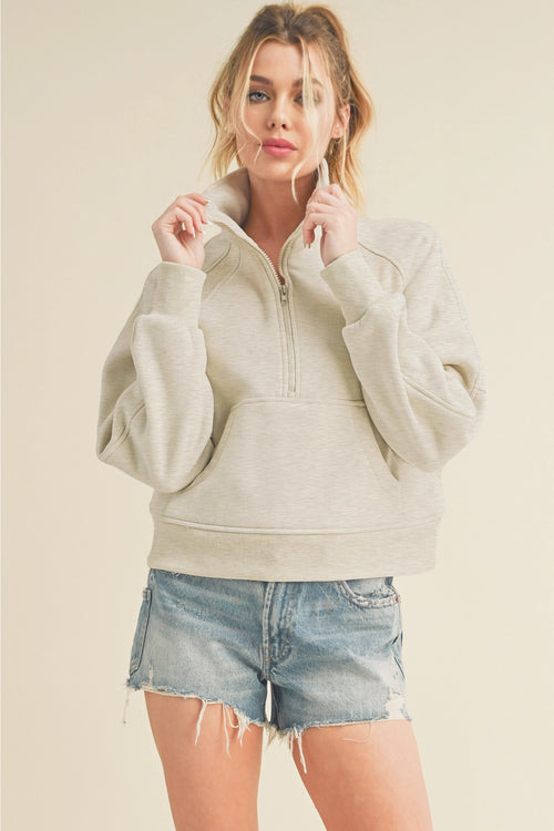 Dove Crop Sweatshirt (Heather Bone)