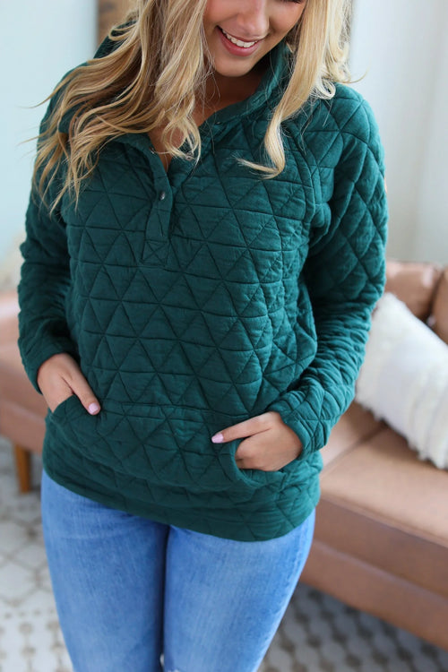 Geometric Button Snap Pullover (Evergreen)