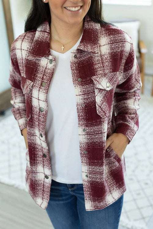 Norah Plaid Shacket (Quilted Burgundy)