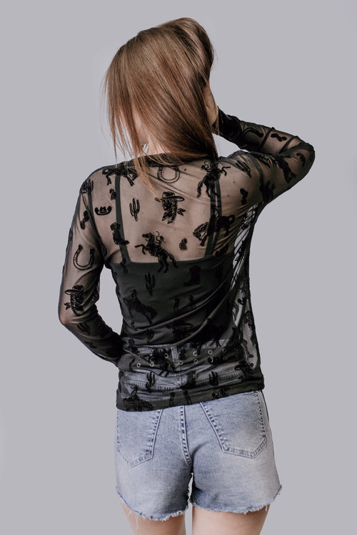 Lets Rodeo Mesh Top (Black)