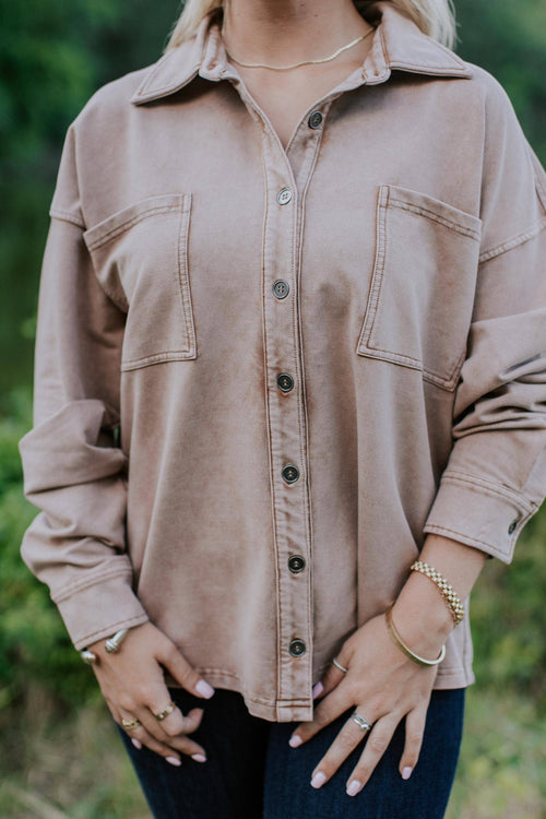 Acid Washed Shacket (Mauve)