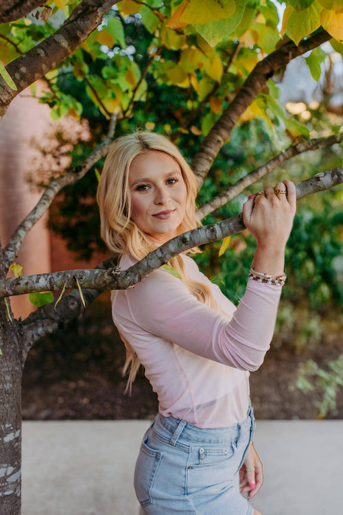 Solid Mesh Top (Light Pink)