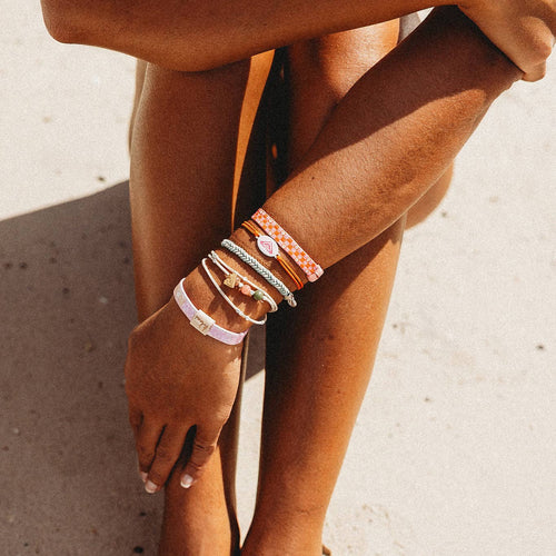 "Roxy Pink Tropics" Pink & Coral Island Vibe Hair Tie Bracelets