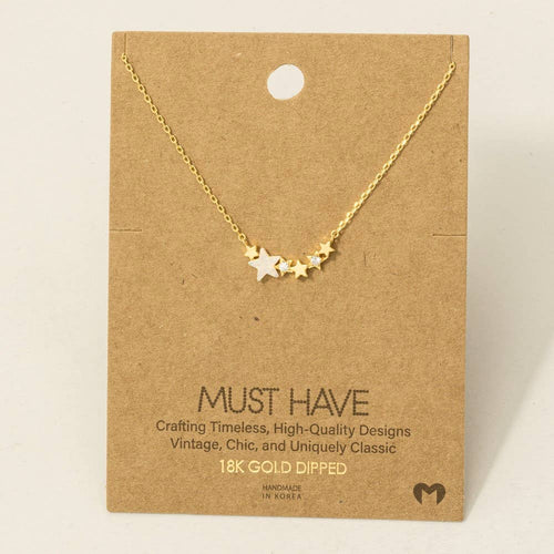 Dainty Multi Star Charm Necklace (Rose Gold)