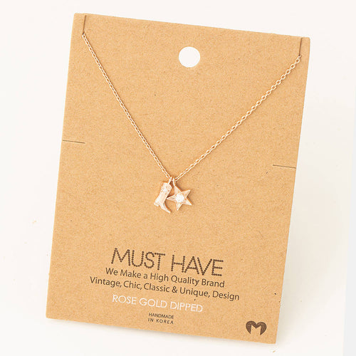 Western Cowboy Boots Star Pendant Necklace (Gold)