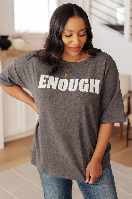*Online Exclusive* Always Enough Graphic Tee in Charcoal