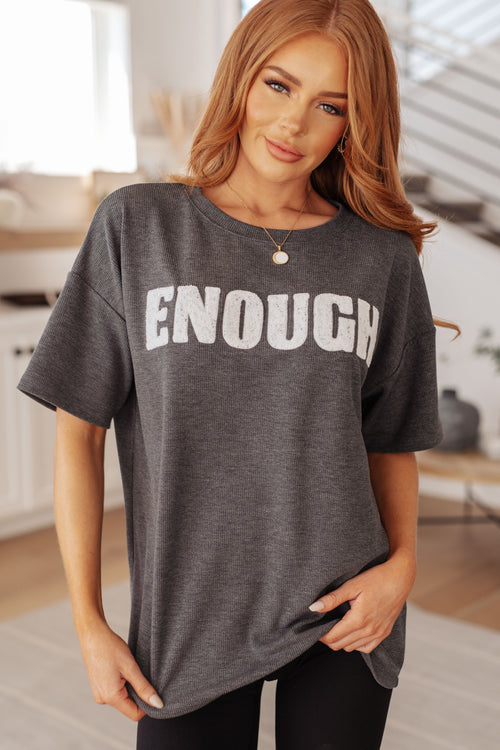 *Online Exclusive* Always Enough Graphic Tee in Charcoal