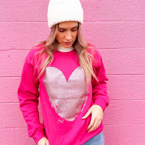 *PVM* Glitter Heart Sweatshirt (Pink)