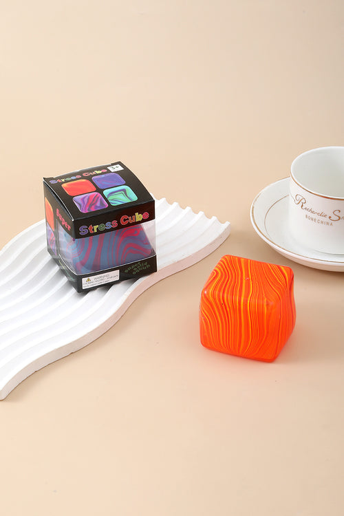 Marble Swirl Cube Squishy (Orange)