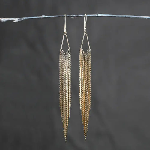 Chain Tassel Cascade Earrings (Gold Plated)