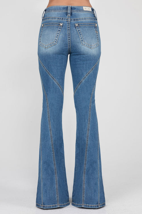Miss Me Basic Diagonal Stitch Slim Flare Jeans