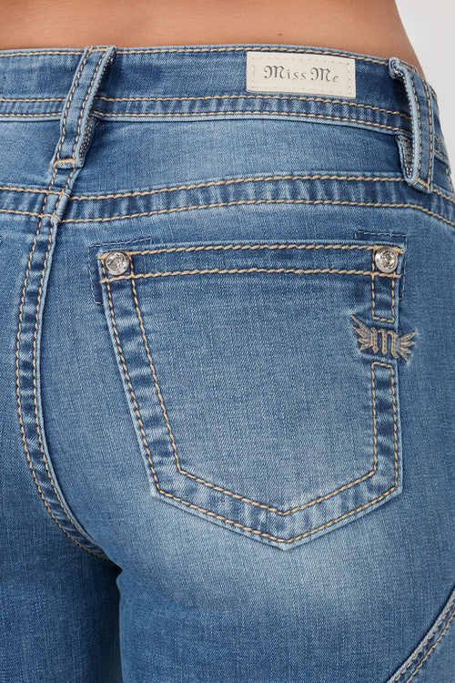 Miss Me Basic Diagonal Stitch Slim Flare Jeans