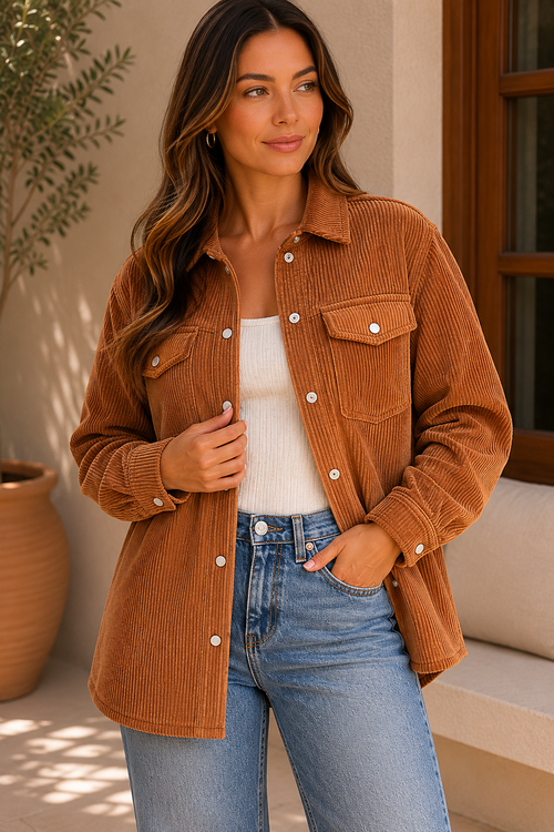 Celeste Corduroy Shacket (Camel)
