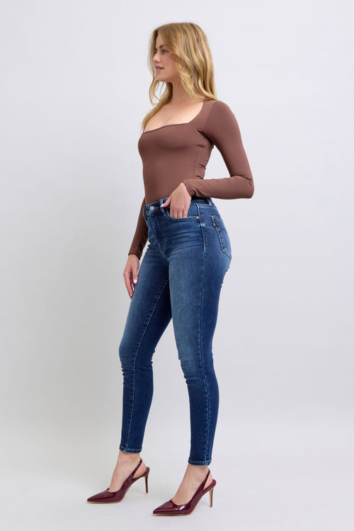Tammy Thermal Skinny Judy Blue Jeans (Dark Wash)