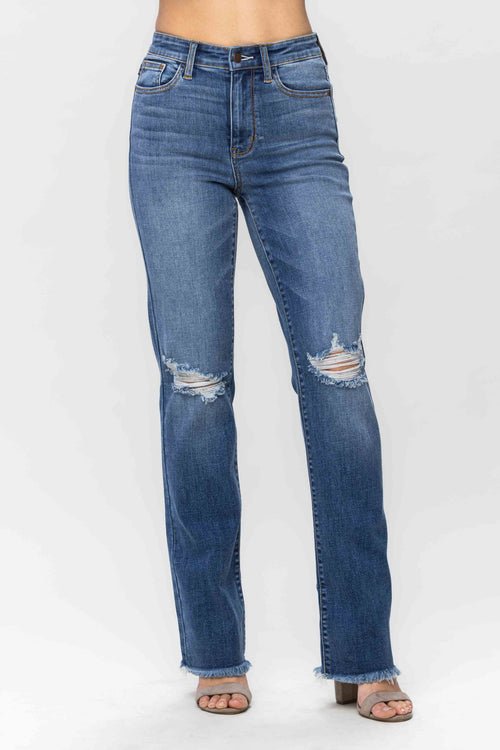 Judy Blue Megan Straight Leg Jeans (Medium Wash)