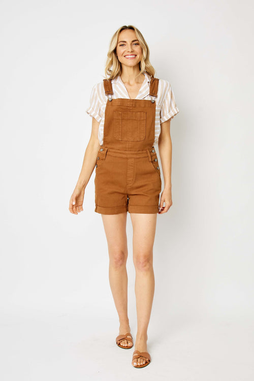 Lizzy Judy Blue Overall Shorts (Brown)