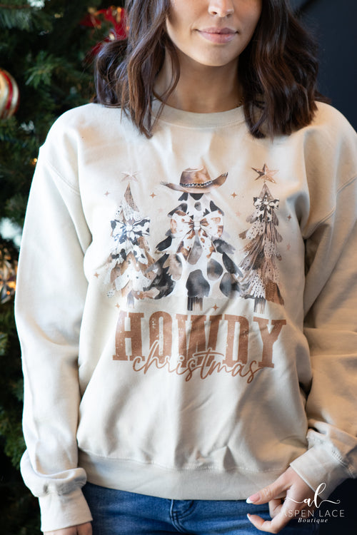 Howdy Christmas Sweatshirt (Sand)