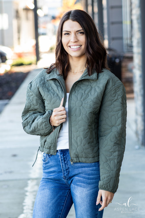 Olivia Floral Jacket (Olive Stone)