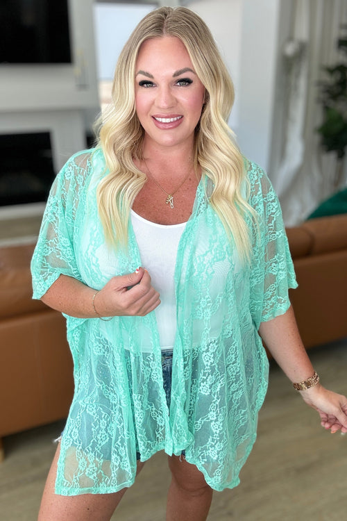 *Online Exclusive* Good Days Ahead Lace Kimono In Mint