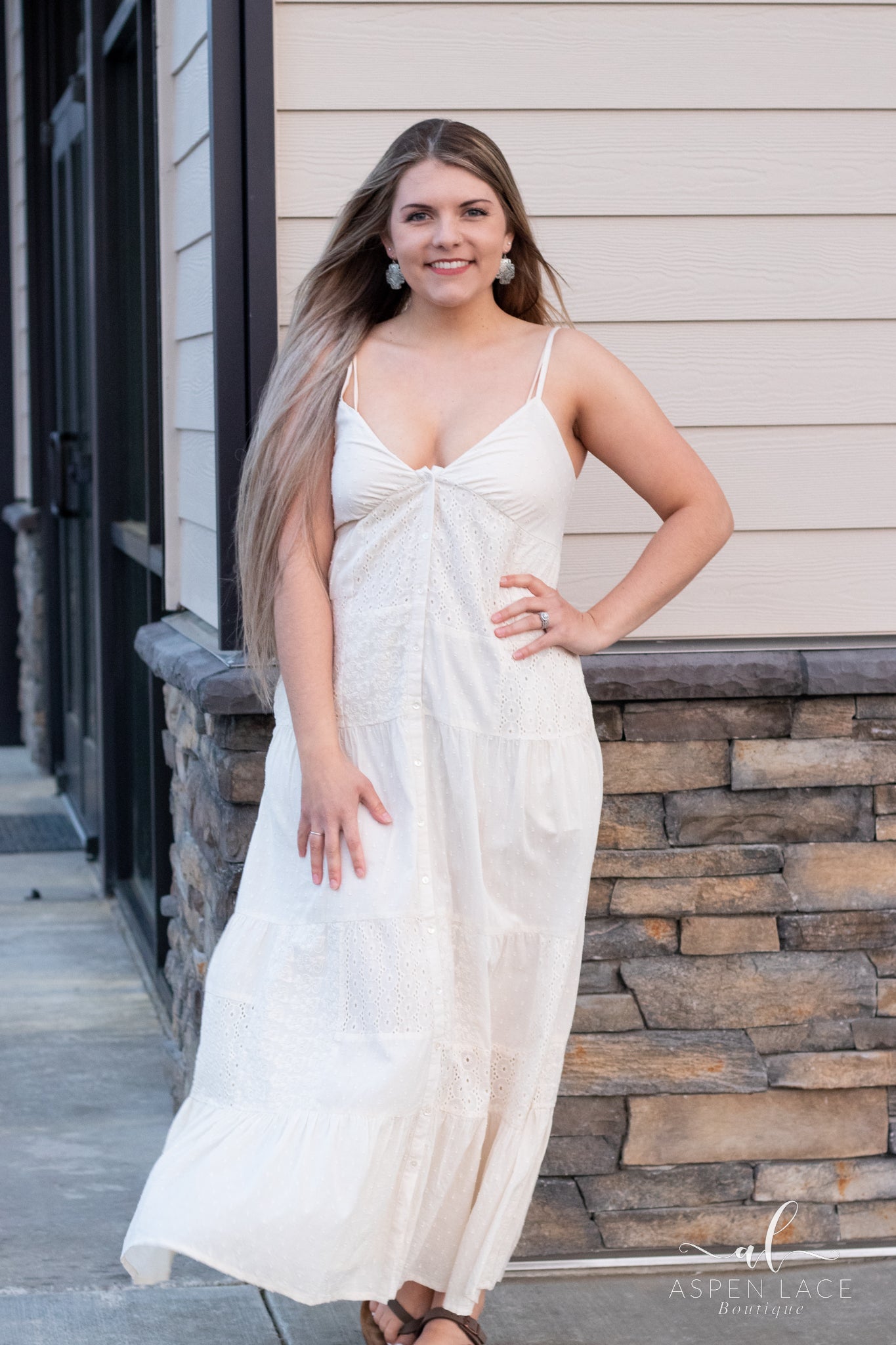 Liv Crochet Maxi Dress (Natural)