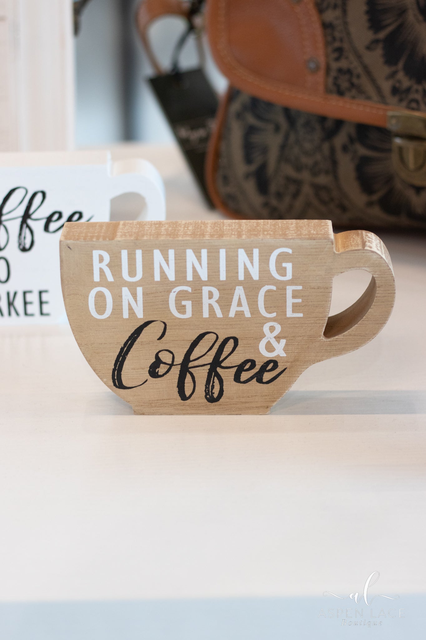 Wood Coffee Shaped Tabletop Sign
