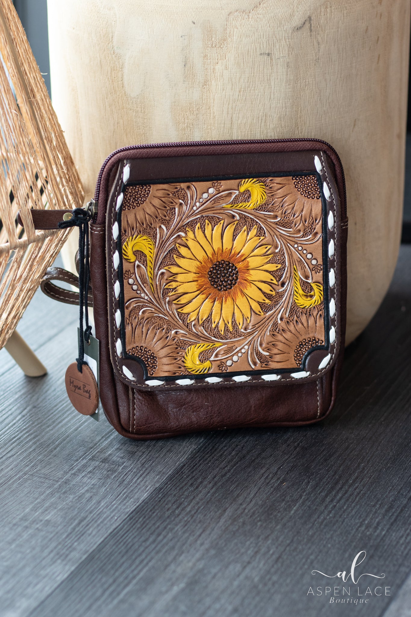 Showy Sunflower Hand Tooled Bag