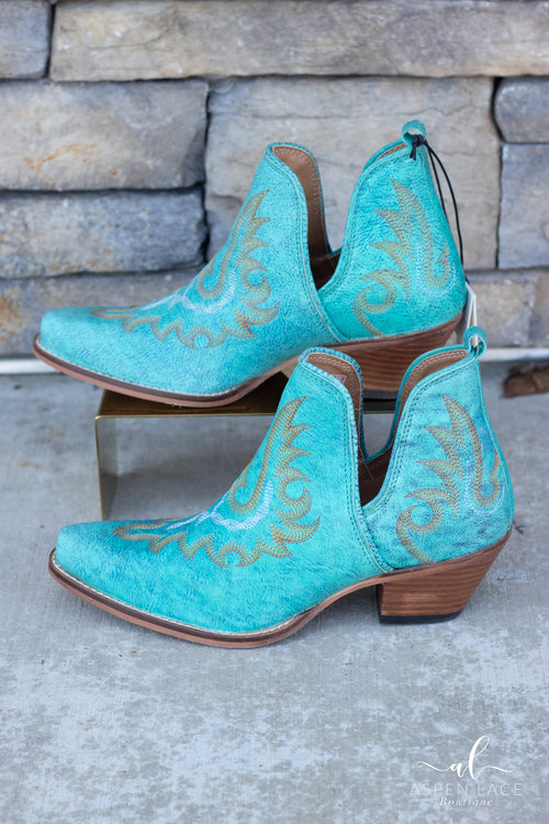 Westerly Leather Booties (Turquoise)