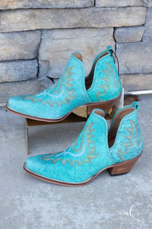 Westerly Leather Booties (Turquoise)