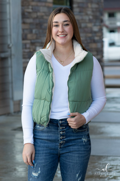 Amy Reversible Vest (Olive)