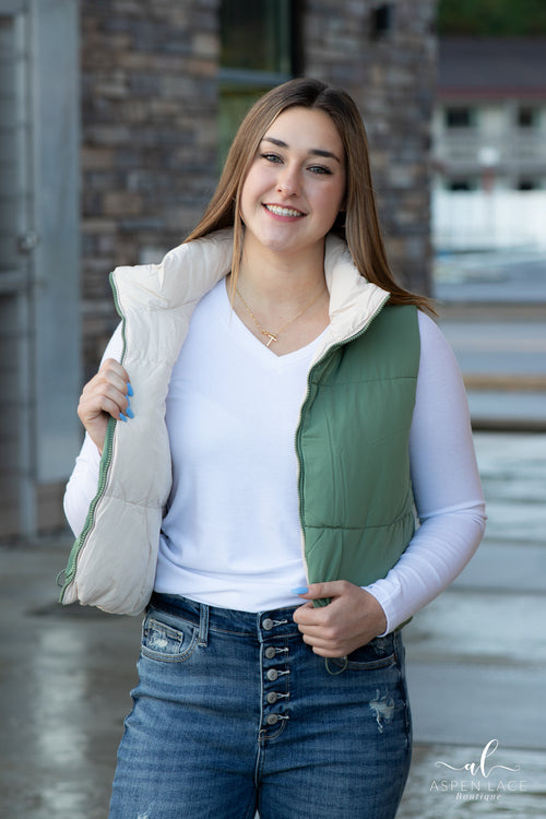 Amy Reversible Vest (Olive)