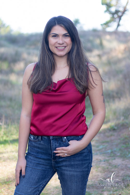 Myla Satin Tank (Burgundy)