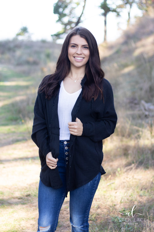 Corrinne Button Up Top (Black)