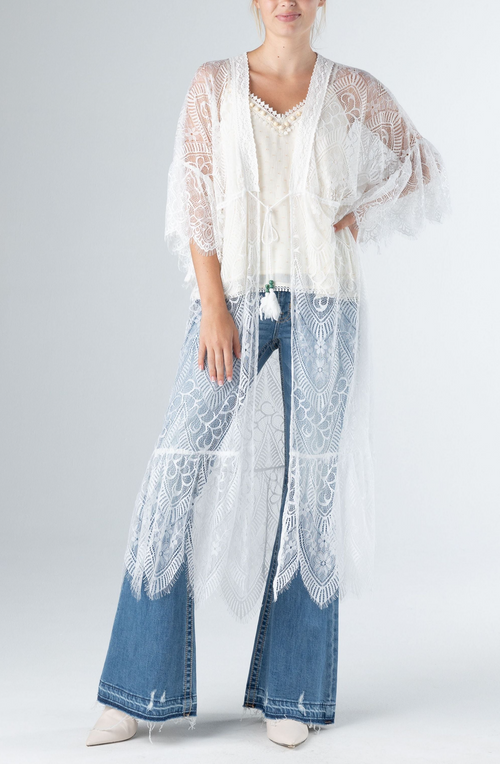 Miss Me Lace Kimono (White)