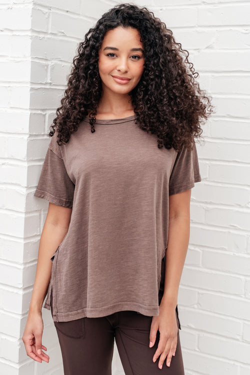 *Online Exclusive* Let Me Live Relaxed Tee in Brown