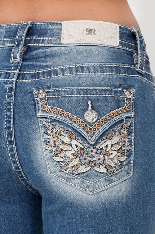 Miss Me Blue Floral Bootcut Jeans