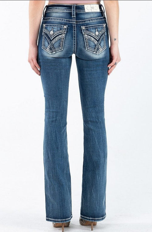 Miss Me Braided Bootcut Jeans (Dark Wash)