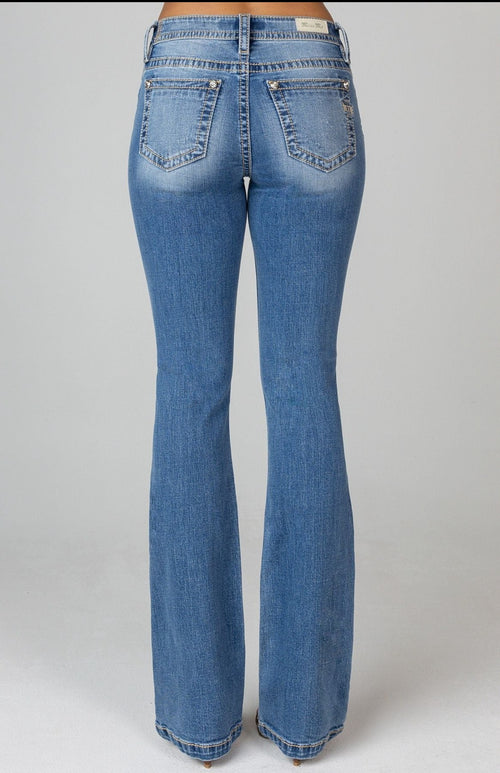 Miss Me Light Plain Stitch Bootcut Jeans