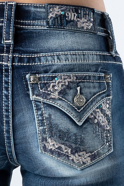 Miss Me Diagonal Aztec Bootcut Jeans