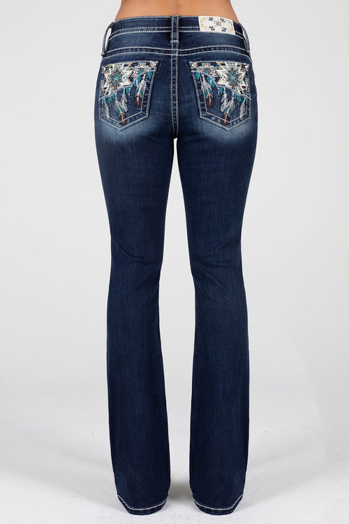 Miss Me Turquoise Aztec Bootcut Jeans