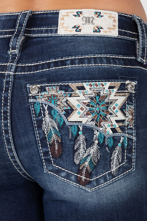 Miss Me Turquoise Aztec Bootcut Jeans