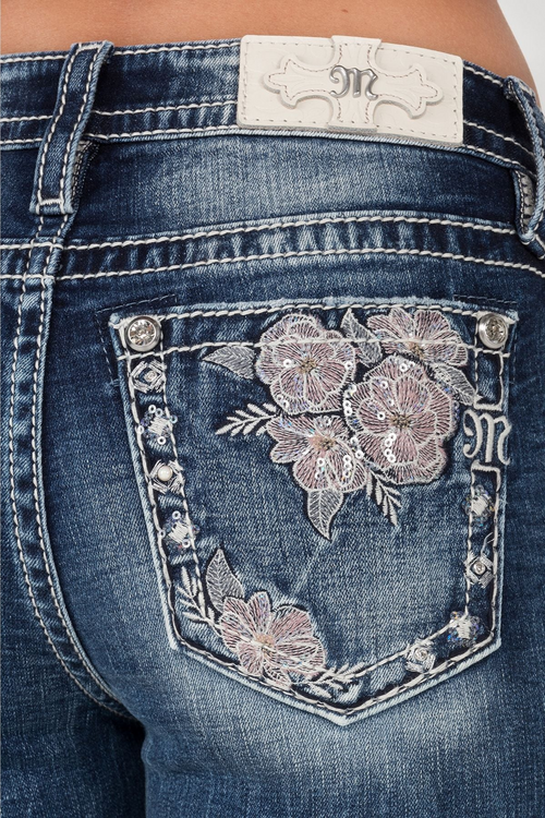 Miss Me Hibiscus Bootcut Jeans