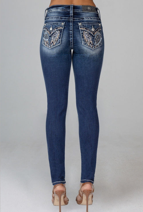 Miss Me Falling Feather Skinny Jeans